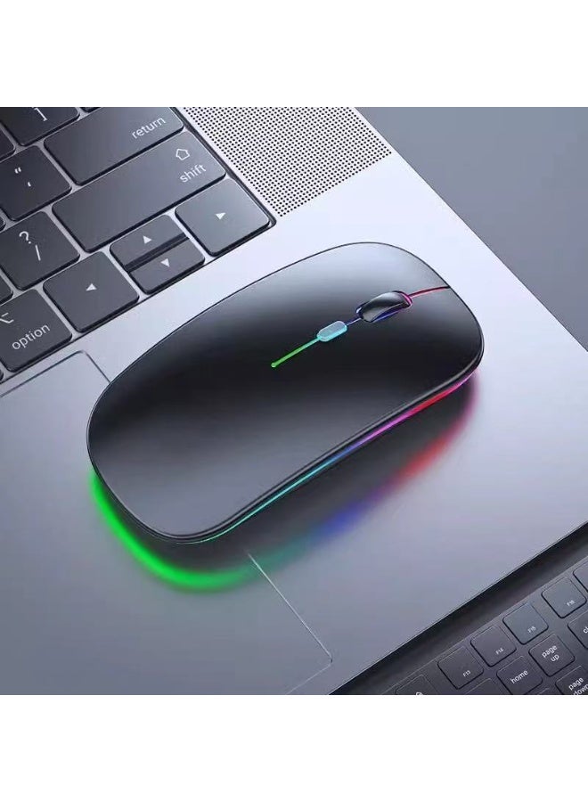 T-WOLF LED RGB Wireless Bluetooth Mouse, Bluetooth 3.0/5.2 + USB, 2.4GHz Rechargeable Silent Bluetooth Wireless Mouse, Computer Mice with USB Receiver - Image 2